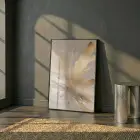 Soyut Patlama Sıcak Altın Bej Tekli Siyah Metal Çerçeveli Cam Tablo Ev Dekorasyonu