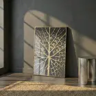 Yaprak Damarı Altın Siyah Tonları Tekli Gold Metal Çerçeveli Cam Tablo Yatak Odası