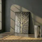 Yaprak Damarı Altın Siyah Tonları Tekli Metal Çerçeveli Cam Tablo Ev Dekorasyonu Oda