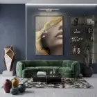 Soyut Yüz Sıcak Altın Tonlar Tekli Siyah Metal Çerçeveli Cam Tablo Poster Dekoratif
