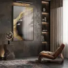 Soyut Yüz Sıcak Altın Tonlar Tekli Siyah Metal Çerçeveli Cam Tablo Poster Dekoratif