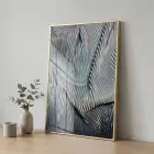 Soyut Dokular Buz Mavisi Tonlar Tekli Gold Metal Çerçeveli Cam Tablo Poster Dekoratif