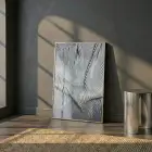 Soyut Dokular Buz Mavisi Tonlar Tekli Gümüş Metal Çerçeveli Cam Tablo Duvar Salon