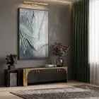 Soyut Dokular Buz Mavisi Tonlar Tekli Siyah Metal Çerçeveli Cam Tablo Poster Dekoratif
