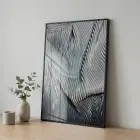 Soyut Dokular Buz Mavisi Tonlar Tekli Siyah Metal Çerçeveli Cam Tablo Poster Dekoratif