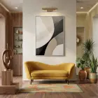 Soyut Eğriler Nötr Tonlar Tekli Gümüş Metal Çerçeveli Cam Tablo Salon Oturma Odası