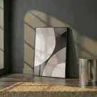 Soyut Eğriler Nötr Tonlar Tekli Siyah Metal Çerçeveli Cam Tablo Poster Dekoratif Obje
