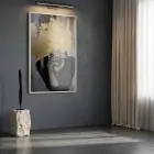 Kadın Portre Metalik Altın Siyah Tekli Beyaz Metal Çerçeveli Cam Tablo Poster Dekoratif