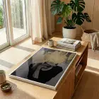 Kadın Portre Metalik Altın Siyah Tekli Beyaz Metal Çerçeveli Cam Tablo Poster Dekoratif