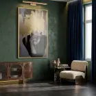 Kadın Portre Metalik Altın Siyah Tekli Gold Metal Çerçeveli Cam Tablo Salon Oturma