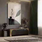 Soyut Botanik Nötr Toprak Tonları Tekli Beyaz Metal Çerçeveli Cam Tablo Ev Dekorasyonu