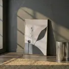 Soyut Botanik Nötr Toprak Tonları Tekli Gold Metal Çerçeveli Cam Tablo Duvar Salon