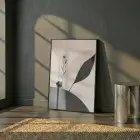 Soyut Botanik Nötr Toprak Tonları Tekli Siyah Metal Çerçeveli Cam Tablo Ev Dekorasyonu