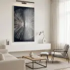 Soyut Radial Koyu Kontrast Tonlar Tekli Beyaz Metal Çerçeveli Cam Tablo Yatak Odası