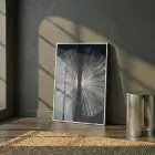 Soyut Radial Koyu Kontrast Tonlar Tekli Beyaz Metal Çerçeveli Cam Tablo Yatak Odası
