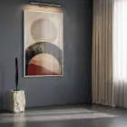 Geometrik Soyutlama Toprak Tonları Ve Tekli Beyaz Metal Çerçeveli Cam Tablo Ev Dekorasyonu