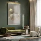 Organik Form Krem Tonları Tekli Beyaz Metal Çerçeveli Cam Tablo Salon Oturma Odası