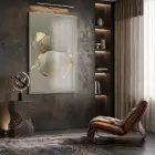 Organik Form Krem Tonları Tekli Gümüş Metal Çerçeveli Cam Tablo Duvar Salon Aksesuarları