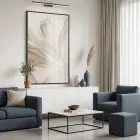 Eterik Yapraklar Uçuk Bej Tonları Tekli Siyah Metal Çerçeveli Cam Tablo Ev Dekorasyonu