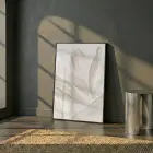 Eterik Yapraklar Uçuk Bej Tonları Tekli Siyah Metal Çerçeveli Cam Tablo Ev Dekorasyonu