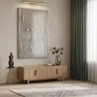 Bitkisel Kabartma Sıcak Bej Tonları Tekli Gümüş Metal Çerçeveli Cam Tablo Ev Dekorasyonu