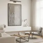 Bitkisel Kabartma Sıcak Bej Tonları Tekli Siyah Metal Çerçeveli Cam Tablo Poster Dekoratif