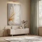 Akışkan Yapraklar Sıcak Krem Tonları Tekli Gümüş Metal Çerçeveli Cam Tablo Poster Dekoratif