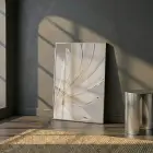 Akışkan Yapraklar Sıcak Krem Tonları Tekli Gümüş Metal Çerçeveli Cam Tablo Poster Dekoratif