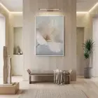 Narin Çiçek Açık Pastel Tonlar Tekli Beyaz Metal Çerçeveli Cam Tablo Duvar Salon