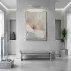Narin Çiçek Açık Pastel Tonlar Tekli Gold Metal Çerçeveli Cam Tablo Ev Dekorasyonu