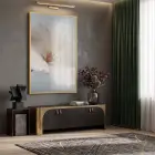 Narin Çiçek Açık Pastel Tonlar Tekli Gold Metal Çerçeveli Cam Tablo Ev Dekorasyonu