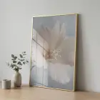 Narin Çiçek Açık Pastel Tonlar Tekli Gold Metal Çerçeveli Cam Tablo Ev Dekorasyonu