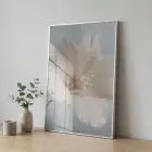 Narin Çiçek Açık Pastel Tonlar Tekli Gümüş Metal Çerçeveli Cam Tablo Yatak Odası