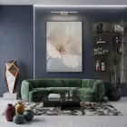 Narin Çiçek Açık Pastel Tonlar Tekli Siyah Metal Çerçeveli Cam Tablo Yatak Odası