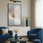 Narin Çiçek Açık Pastel Tonlar Tekli Siyah Metal Çerçeveli Cam Tablo Yatak Odası