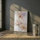 Şeffaf Çiçekler Sıcak Şeftali Tonları Tekli Gold Metal Çerçeveli Cam Tablo Poster Dekoratif