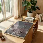 Şeffaf Çiçekler Pastel Pembe Tonları Tekli Gümüş Metal Çerçeveli Cam Tablo Poster Dekoratif