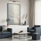 Eterik Yapraklar Nötr Krem Tekli Siyah Metal Çerçeveli Cam Tablo Duvar Salon Aksesuarları