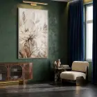 Soyut Çiçekler Sıcak Bej Tonlar Tekli Gümüş Metal Çerçeveli Cam Tablo Salon Oturma