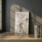 Soyut Çiçekler Sıcak Bej Tonlar Tekli Gümüş Metal Çerçeveli Cam Tablo Salon Oturma
