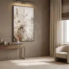 Soyut Çiçekler Sıcak Bej Tonlar Tekli Siyah Metal Çerçeveli Cam Tablo Salon Oturma