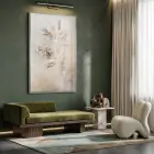 Bitki Desen Sıcak Bej Tonları Tekli Gümüş Metal Çerçeveli Cam Tablo Poster Dekoratif