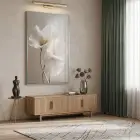 Soyut Çiçek Sıcak Bej Tonlar Tekli Gümüş Metal Çerçeveli Cam Tablo Ev Dekorasyonu