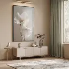 Soyut Çiçek Sıcak Bej Tonlar Tekli Siyah Metal Çerçeveli Cam Tablo Poster Dekoratif