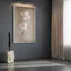 Çiçek Dalı Doğal Nude Tonlar Tekli Beyaz Metal Çerçeveli Cam Tablo Ev Dekorasyonu
