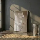 Çiçek Dalı Doğal Nude Tonlar Tekli Gold Metal Çerçeveli Cam Tablo Duvar Salon