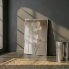Çiçek Dalı Doğal Nude Tonlar Tekli Gümüş Metal Çerçeveli Cam Tablo Ev Dekorasyonu