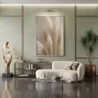 Pampas Otu Bej Tonları Tekli Gümüş Metal Çerçeveli Cam Tablo Ev Dekorasyonu Oda