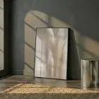 Pampas Otu Bej Tonları Tekli Siyah Metal Çerçeveli Cam Tablo Yatak Odası Koridor