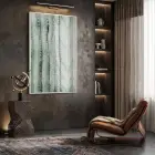 Organik Doku Pastel Yeşil Gri Tekli Beyaz Metal Çerçeveli Cam Tablo Salon Oturma